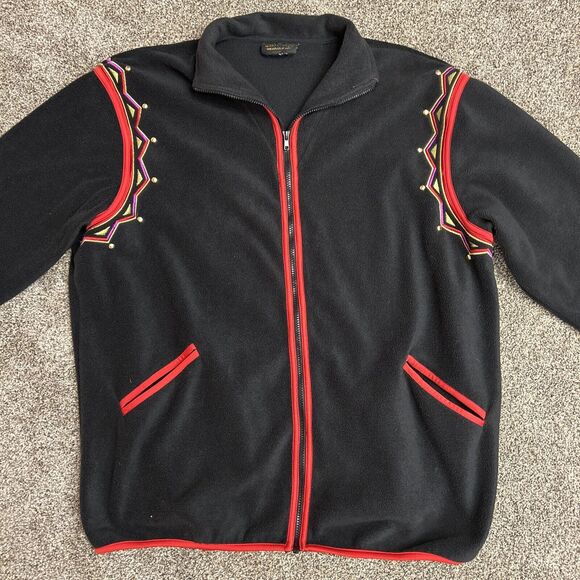 Bob Macke Wearable Art Womens XL Black Floral Embroidered Jacket Zip Up Shacket - Picture 2 of 6